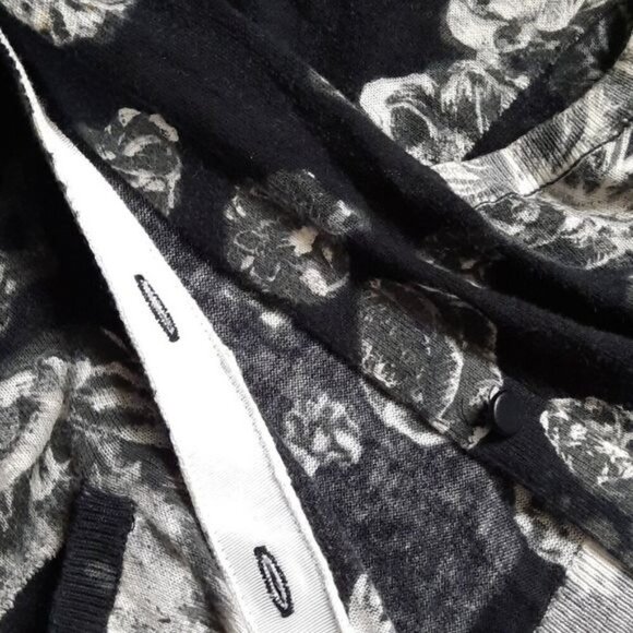 Prabal Gurung Meet The Parents Black White Grey Floral Print Cardigan Size S/P - Picture 5 of 7